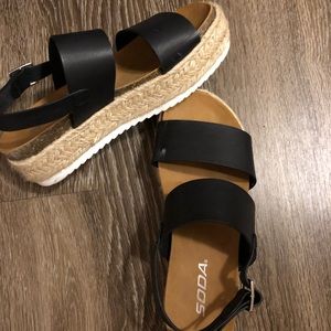 ***Black Espadrille Sandal***